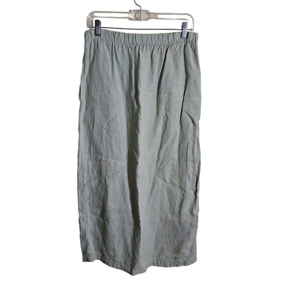Christy Allen Vintage Lagonlook Mint Green Linen Midi Skirt Size S